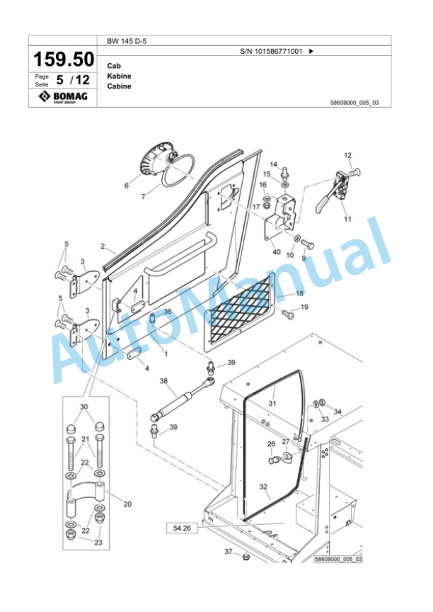 Bomag BW 145 D-5 Single Drum Wheel Drive Vibratory Roller Spare Parts Catalogue 00825427 5 Bomag BW 145 D-5 Single Drum Wheel Drive Vibratory Roller Spare Parts Catalogue 00825427-5