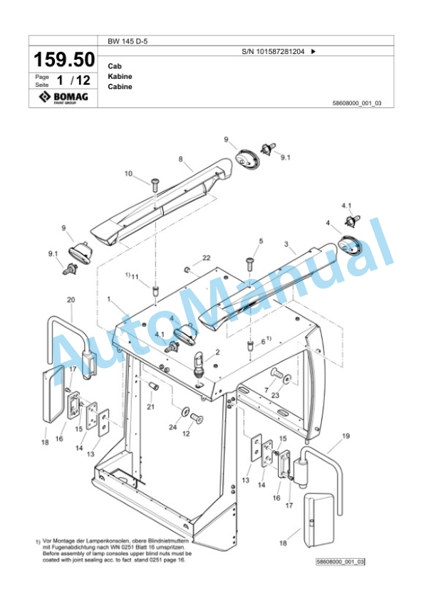 Bomag BW 145 D-5 Single Drum Wheel Drive Vibratory Roller Spare Parts Catalogue 00825837 4 Bomag BW 145 D-5 Single Drum Wheel Drive Vibratory Roller Spare Parts Catalogue 00825837-4