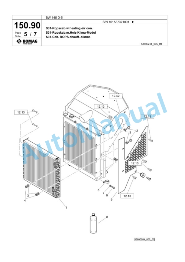Bomag BW 145 D-5 Single Drum Wheel Drive Vibratory Roller Spare Parts Catalogue 00826053 4 Bomag BW 145 D-5 Single Drum Wheel Drive Vibratory Roller Spare Parts Catalogue 00826053-4