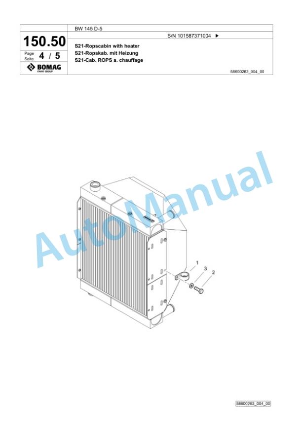 Bomag BW 145 D-5 Single Drum Wheel Drive Vibratory Roller Spare Parts Catalogue 00826623 3 Bomag BW 145 D-5 Single Drum Wheel Drive Vibratory Roller Spare Parts Catalogue 00826623-3