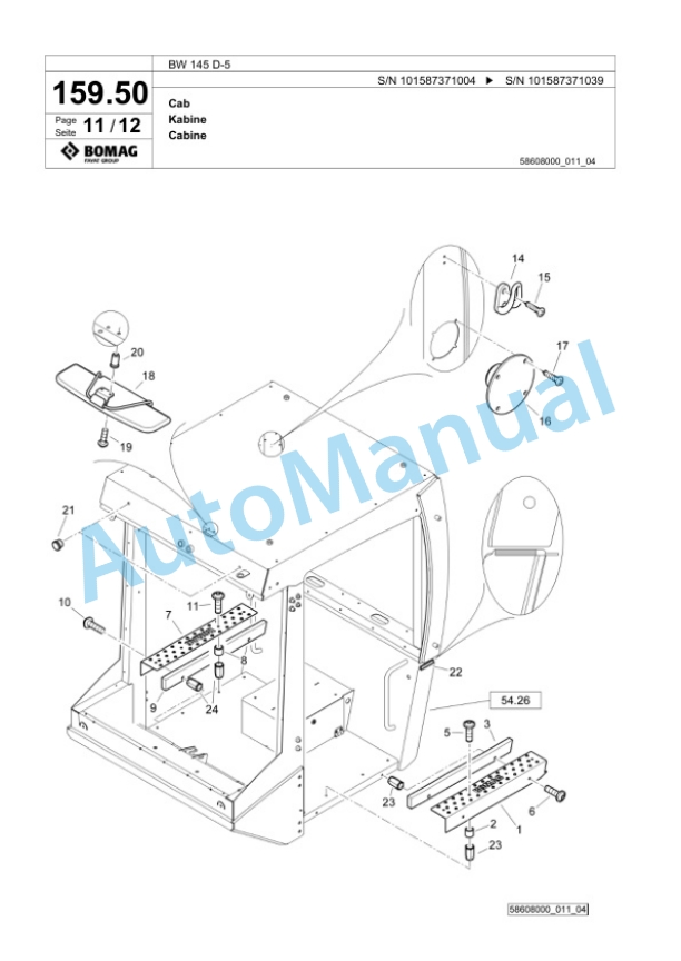 Bomag BW 145 D-5 Single Drum Wheel Drive Vibratory Roller Spare Parts Catalogue 00826623 5 Bomag BW 145 D-5 Single Drum Wheel Drive Vibratory Roller Spare Parts Catalogue 00826623-5