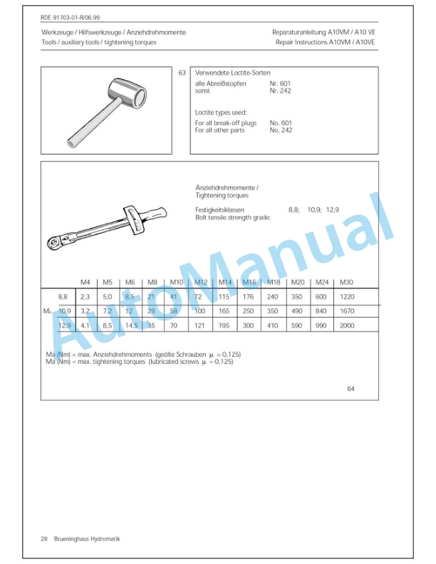 Bomag BW 145 DH-3, BW 145 PDH-3 Single Drum Rollers Repair Instructions 0852789 2 Bomag BW 145 DH-3, BW 145 PDH-3 Single Drum Rollers Repair Instructions 0852789-2