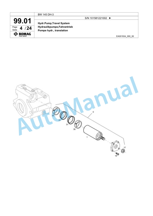 Bomag BW 145 DH-3 Single Drum Wheel Drive Vibratory Roller Spare Parts Catalogue 00817481 3 Bomag BW 145 DH-3 Single Drum Wheel Drive Vibratory Roller Spare Parts Catalogue 00817481-3