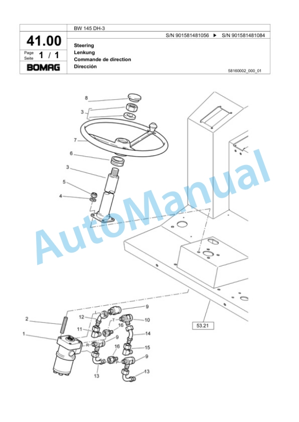 Bomag BW 145 DH-3 Single Drum Wheel Drive Vibratory Roller Spare Parts Catalogue 00817638 2 Bomag BW 145 DH-3 Single Drum Wheel Drive Vibratory Roller Spare Parts Catalogue 00817638-2