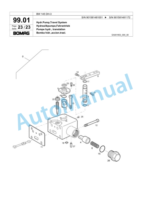 Bomag BW 145 DH-3 Single Drum Wheel Drive Vibratory Roller Spare Parts Catalogue 00817638 4 Bomag BW 145 DH-3 Single Drum Wheel Drive Vibratory Roller Spare Parts Catalogue 00817638-4