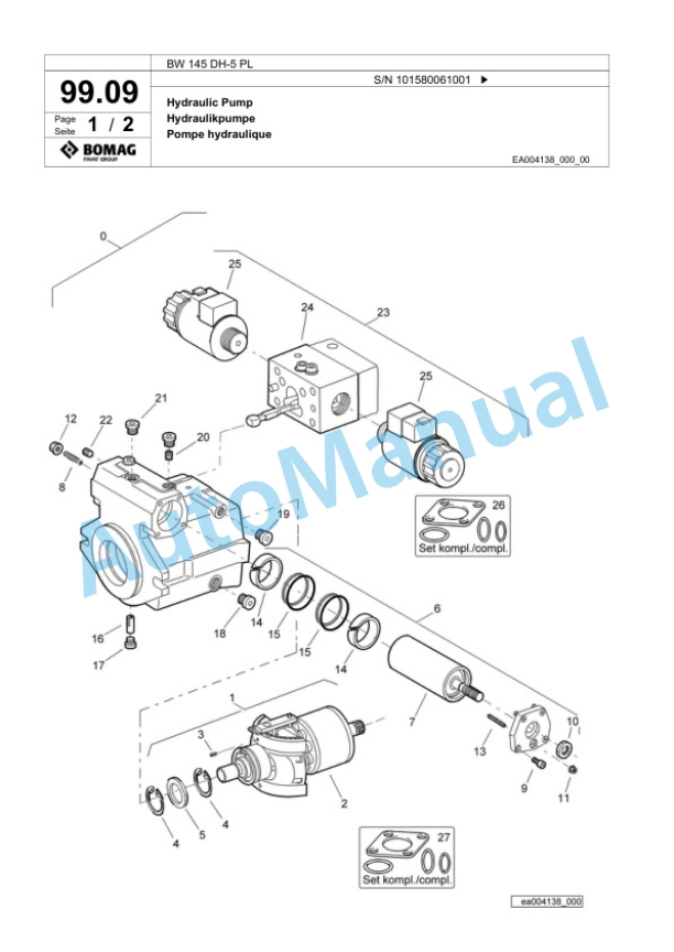Bomag BW 145 DH-5 PL Single Drum Wheel Drive Vibratory Roller Spare Parts Catalogue 00827065 2 Bomag BW 145 DH-5 PL Single Drum Wheel Drive Vibratory Roller Spare Parts Catalogue 00827065-2