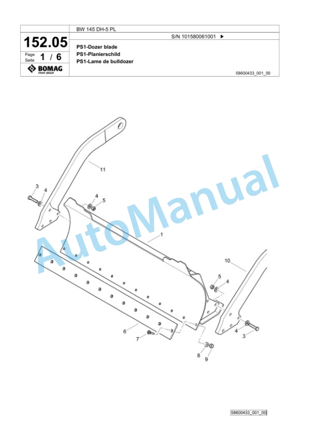 Bomag BW 145 DH-5 PL Single Drum Wheel Drive Vibratory Roller Spare Parts Catalogue 00827065 3 Bomag BW 145 DH-5 PL Single Drum Wheel Drive Vibratory Roller Spare Parts Catalogue 00827065-3