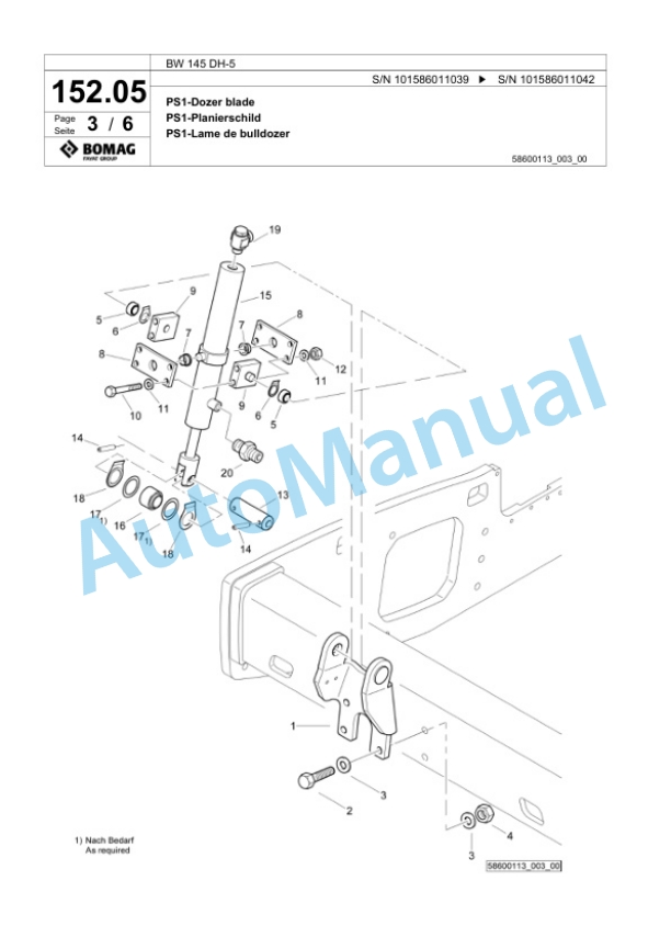Bomag BW 145 DH-5 Single Drum Wheel Drive Vibratory Roller Spare Parts Catalogue 00824471 3 Bomag BW 145 DH-5 Single Drum Wheel Drive Vibratory Roller Spare Parts Catalogue 00824471-3