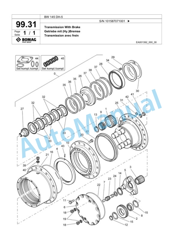 Bomag BW 145 DH-5 Single Drum Wheel Drive Vibratory Roller Spare Parts Catalogue 00825721 2 Bomag BW 145 DH-5 Single Drum Wheel Drive Vibratory Roller Spare Parts Catalogue 00825721-2