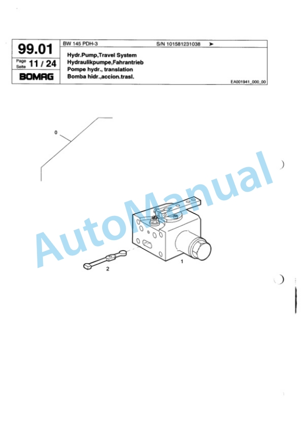 Bomag BW 145 PDH-3 Single Drum Wheel Drive Vibratory Roller Spare Parts Catalogue 00815523 3 Bomag BW 145 PDH-3 Single Drum Wheel Drive Vibratory Roller Spare Parts Catalogue 00815523-3
