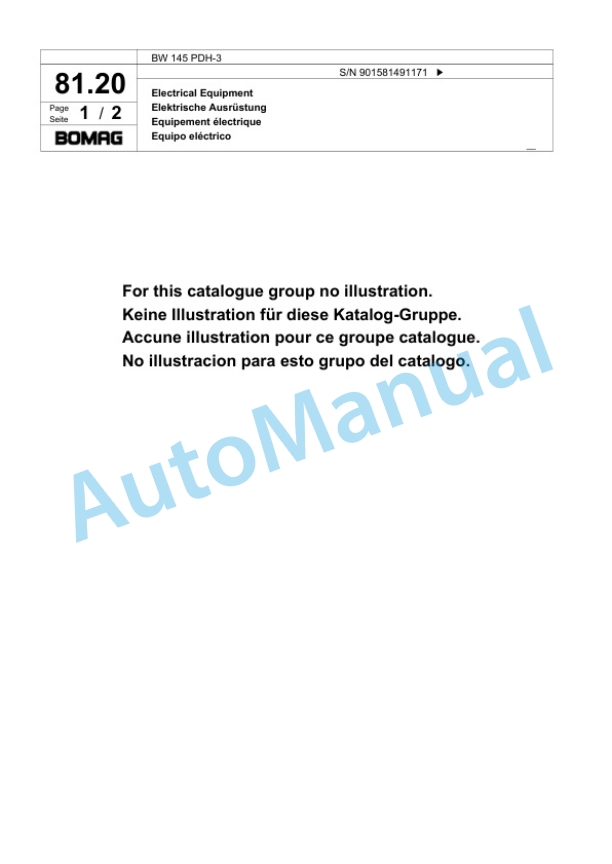 Bomag BW 145 PDH-3 Single Drum Wheel Drive Vibratory Roller Spare Parts Catalogue 00817639 3 Bomag BW 145 PDH-3 Single Drum Wheel Drive Vibratory Roller Spare Parts Catalogue 00817639-3