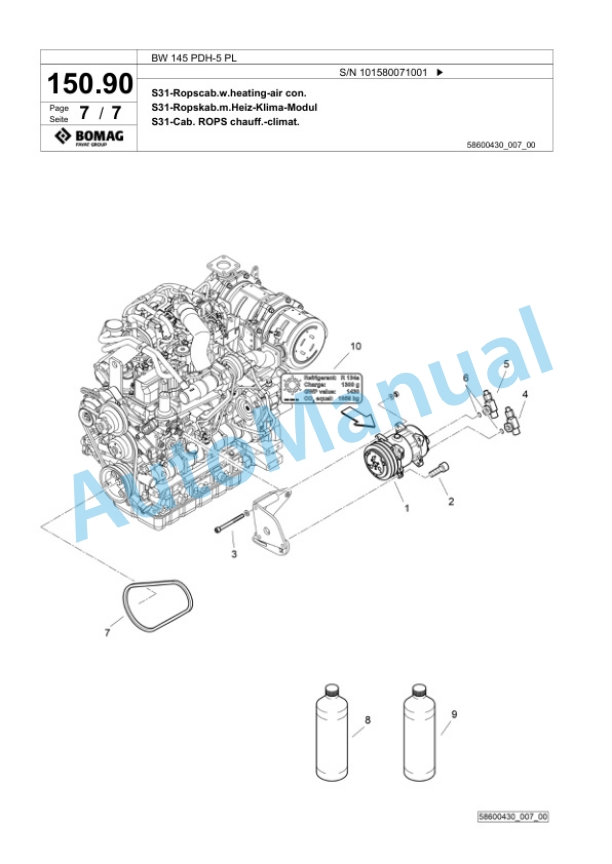 Bomag BW 145 PDH-5 PL Single Drum Wheel Drive Vibratory Roller Spare Parts Catalogue 00827067 3 Bomag BW 145 PDH-5 PL Single Drum Wheel Drive Vibratory Roller Spare Parts Catalogue 00827067-3