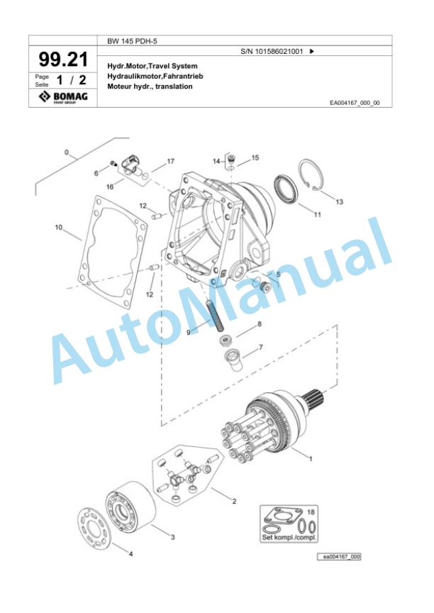 Bomag BW 145 PDH-5 Single Drum Wheel Drive Vibratory Roller Spare Parts Catalogue 00824473 2 Bomag BW 145 PDH-5 Single Drum Wheel Drive Vibratory Roller Spare Parts Catalogue 00824473-2
