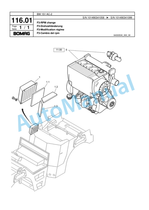 Bomag BW 151 AC-2 Combination Roller Spare Parts Catalogue 00817485 4 Bomag BW 151 AC-2 Combination Roller Spare Parts Catalogue 00817485-4