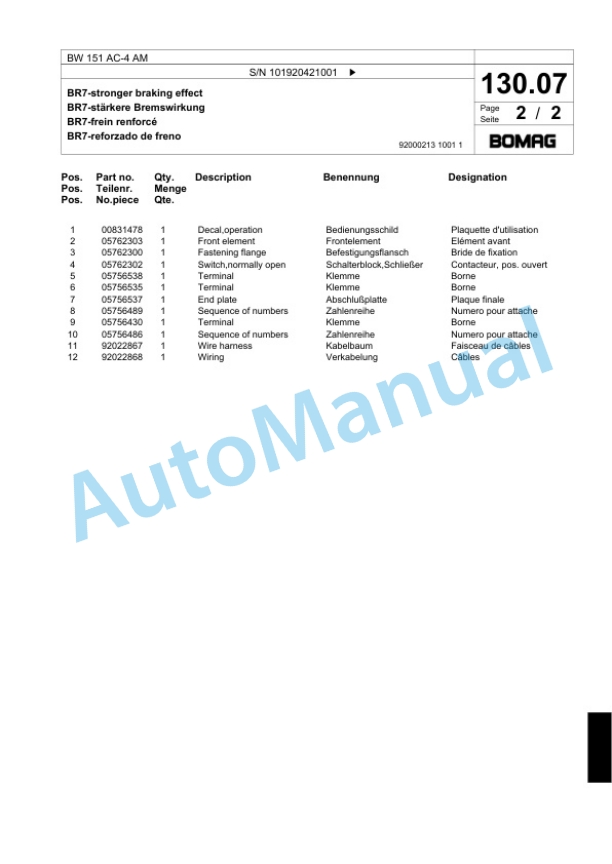 Bomag BW 151 AC-4 AM Combination Roller Spare Parts Catalogue 00818559 5 Bomag BW 151 AC-4 AM Combination Roller Spare Parts Catalogue 00818559-5