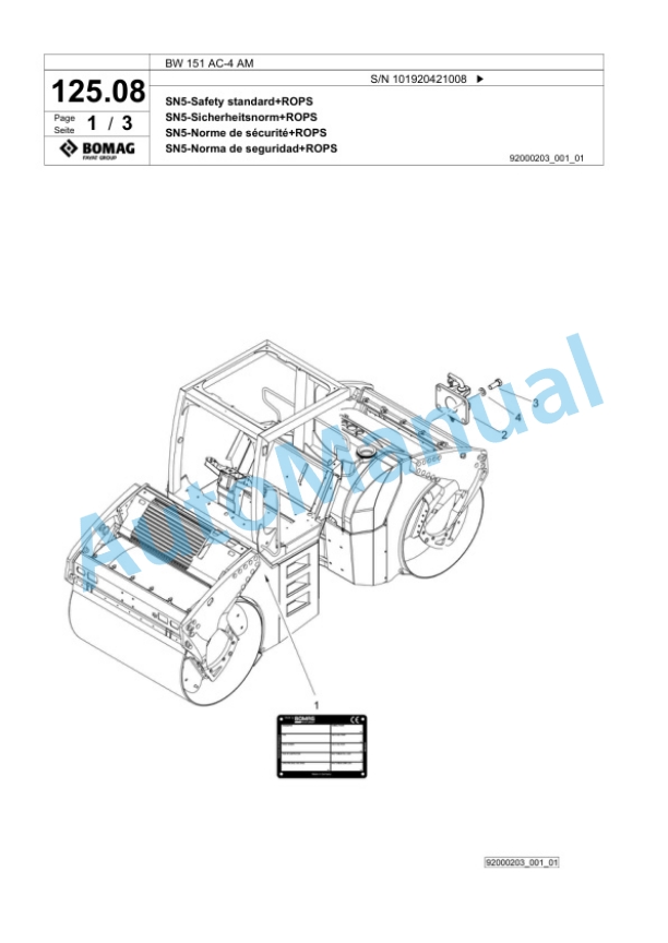 Bomag BW 151 AC-4 AM Combination Roller Spare Parts Catalogue 00824025 4 Bomag BW 151 AC-4 AM Combination Roller Spare Parts Catalogue 00824025-4
