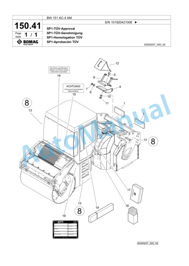 Bomag BW 151 AC-4 AM Combination Roller Spare Parts Catalogue 00824025 5 Bomag BW 151 AC-4 AM Combination Roller Spare Parts Catalogue 00824025-5