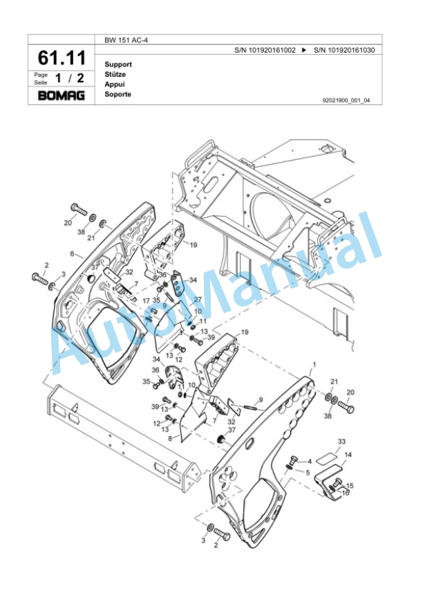 Bomag BW 151 AC-4 Combination Roller Spare Parts Catalogue 00818565 2 Bomag BW 151 AC-4 Combination Roller Spare Parts Catalogue 00818565-2