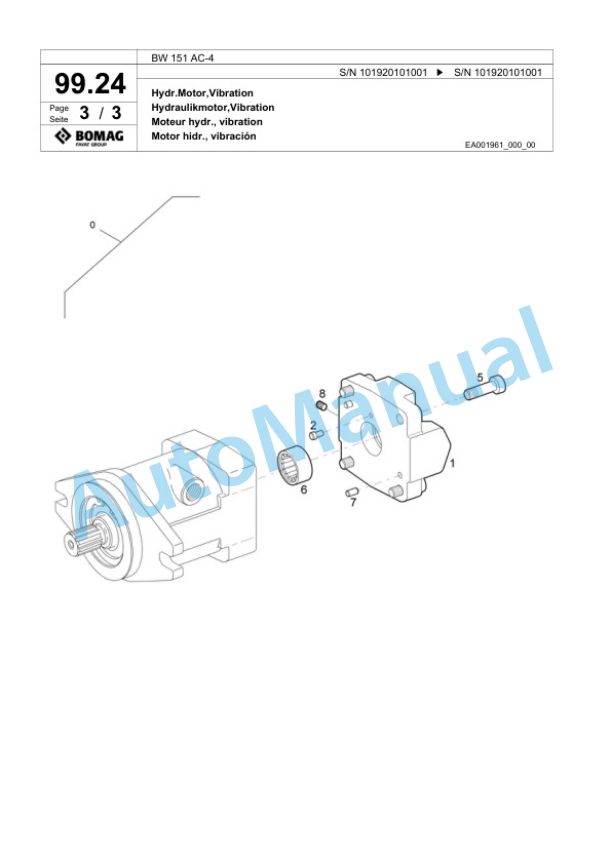 Bomag BW 151 AC-4 Combination Roller Spare Parts Catalogue 00819699 5 Bomag BW 151 AC-4 Combination Roller Spare Parts Catalogue 00819699-5