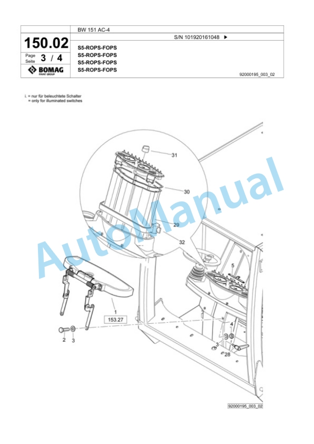 Bomag BW 151 AC-4 Combination Roller Spare Parts Catalogue 00824011 4 Bomag BW 151 AC-4 Combination Roller Spare Parts Catalogue 00824011-4