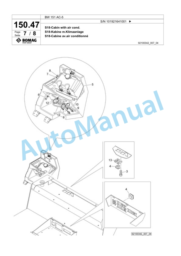 Bomag BW 151 AC-5 Combination Roller Spare Parts Catalogue 00825349 4 Bomag BW 151 AC-5 Combination Roller Spare Parts Catalogue 00825349-4