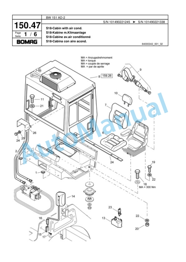 Bomag BW 151 AD-2 Combination Roller Spare Parts Catalogue 00817486 3 Bomag BW 151 AD-2 Combination Roller Spare Parts Catalogue 00817486-3