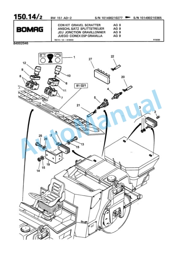 Bomag BW 151 AD-2 Tandem Vibratory Roller Spare Parts Catalogue 00810089 4 Bomag BW 151 AD-2 Tandem Vibratory Roller Spare Parts Catalogue 00810089-4