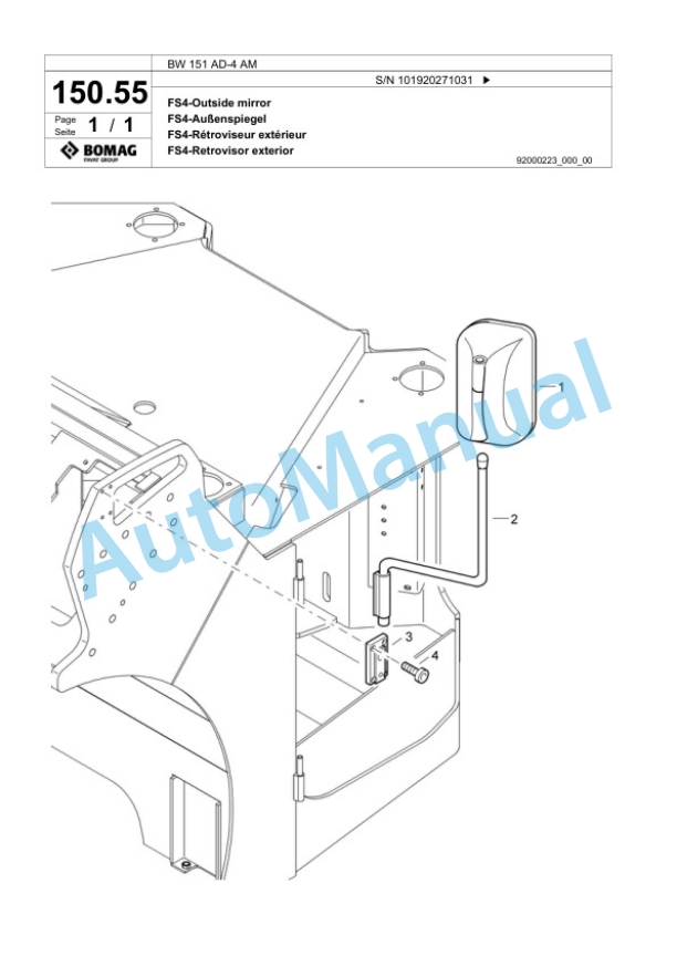 Bomag BW 151 AD-4 AM Tandem Vibratory Roller Spare Parts Catalogue 00824017 5 Bomag BW 151 AD-4 AM Tandem Vibratory Roller Spare Parts Catalogue 00824017-5