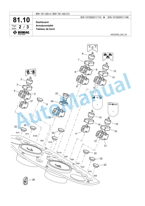 Bomag BW 151 AD-4, BW 161 AD-CV Tandem Vibratory Roller Spare Parts Catalogue 00817843 2 Bomag BW 151 AD-4, BW 161 AD-CV Tandem Vibratory Roller Spare Parts Catalogue 00817843-2
