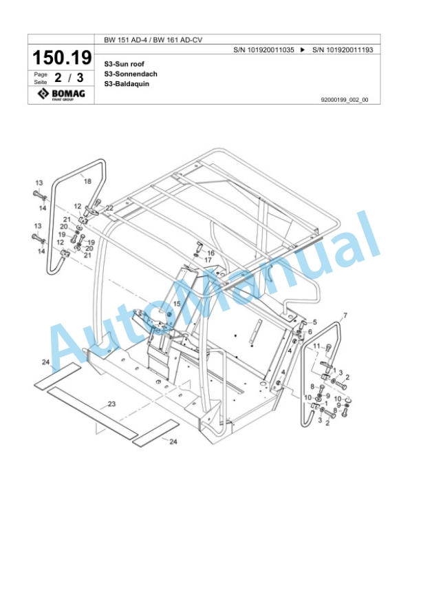Bomag BW 151 AD-4, BW 161 AD-CV Tandem Vibratory Roller Spare Parts Catalogue 00817843 4 Bomag BW 151 AD-4, BW 161 AD-CV Tandem Vibratory Roller Spare Parts Catalogue 00817843-4