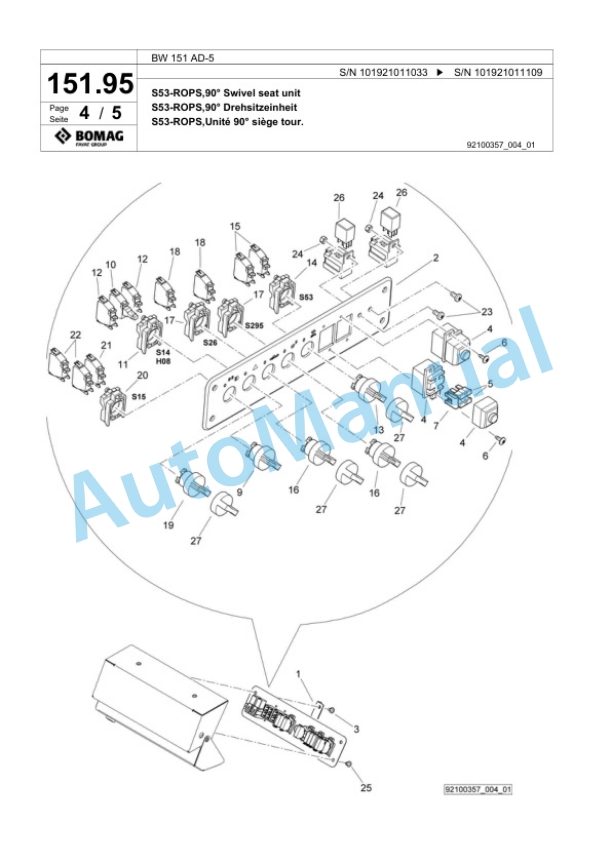 Bomag BW 151 AD-5 Tandem Vibratory Roller Spare Parts Catalogue 00824051 4 Bomag BW 151 AD-5 Tandem Vibratory Roller Spare Parts Catalogue 00824051-4