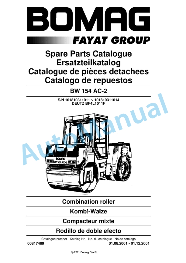 Bomag BW 154 AC-2 Combination Roller Spare Parts Catalogue 00817489 1 Bomag BW 154 AC-2 Combination Roller Spare Parts Catalogue 00817489