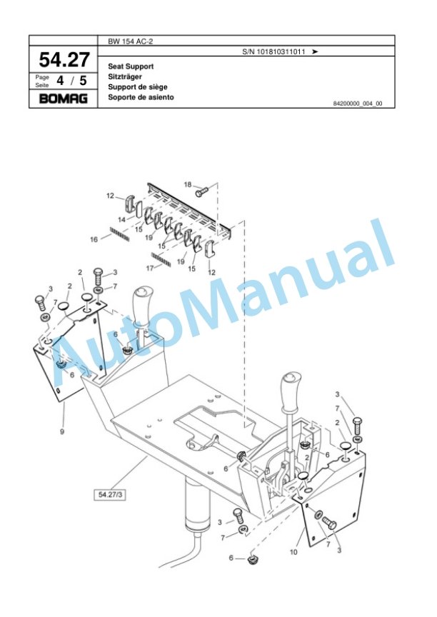 Bomag BW 154 AC-2 Combination Roller Spare Parts Catalogue 00817489 2 Bomag BW 154 AC-2 Combination Roller Spare Parts Catalogue 00817489-2