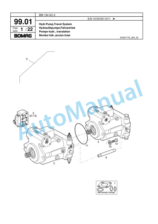 Bomag BW 154 AC-2 Combination Roller Spare Parts Catalogue 00817489 3 Bomag BW 154 AC-2 Combination Roller Spare Parts Catalogue 00817489-3
