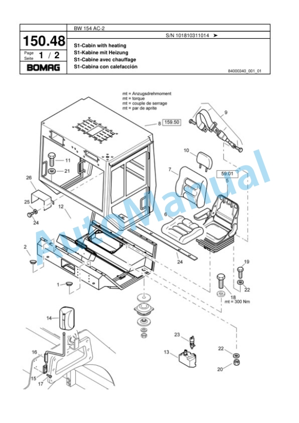 Bomag BW 154 AC-2 Combination Roller Spare Parts Catalogue 00817489 5 Bomag BW 154 AC-2 Combination Roller Spare Parts Catalogue 00817489-5