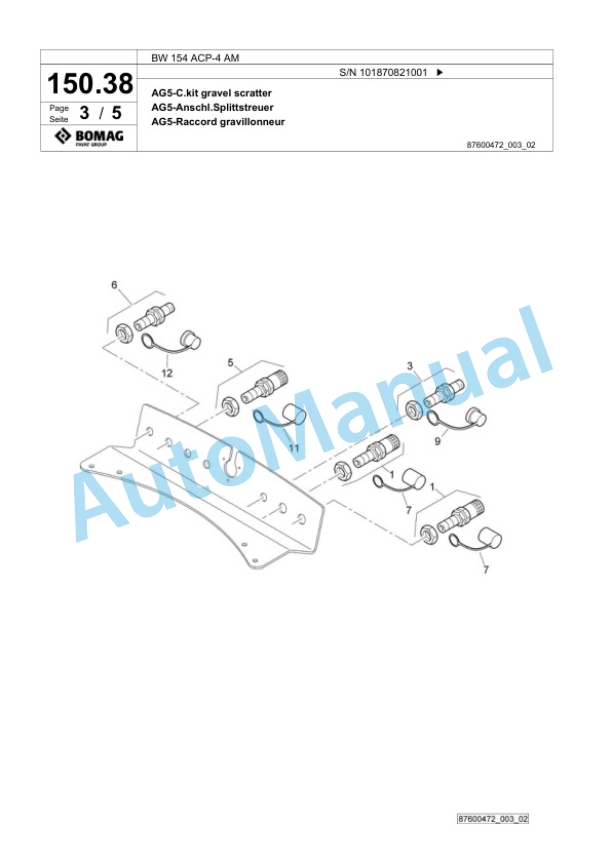 Bomag BW 154 ACP-4 AM Combination Roller Spare Parts Catalogue 00824719 4 Bomag BW 154 ACP-4 AM Combination Roller Spare Parts Catalogue 00824719-4
