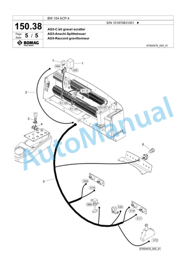Bomag BW 154 ACP-4 Combination Roller Spare Parts Catalogue 00824721 4 Bomag BW 154 ACP-4 Combination Roller Spare Parts Catalogue 00824721-4