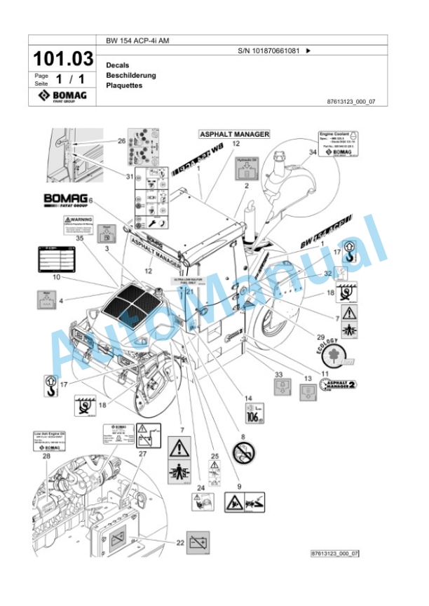 Bomag BW 154 ACP-4i AM Combination Roller Spare Parts Catalogue 00824589 3 Bomag BW 154 ACP-4i AM Combination Roller Spare Parts Catalogue 00824589-3