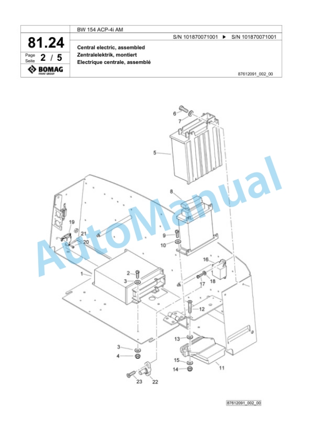 Bomag BW 154 ACP-4i AM Combination Roller Spare Parts Catalogue 00825383 2 Bomag BW 154 ACP-4i AM Combination Roller Spare Parts Catalogue 00825383-2