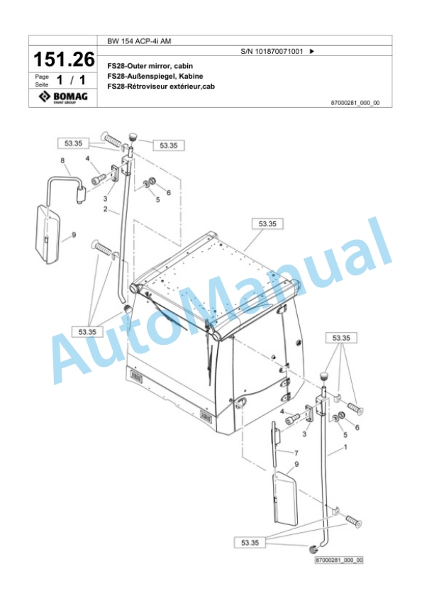 Bomag BW 154 ACP-4i AM Combination Roller Spare Parts Catalogue 00825383 4 Bomag BW 154 ACP-4i AM Combination Roller Spare Parts Catalogue 00825383-4