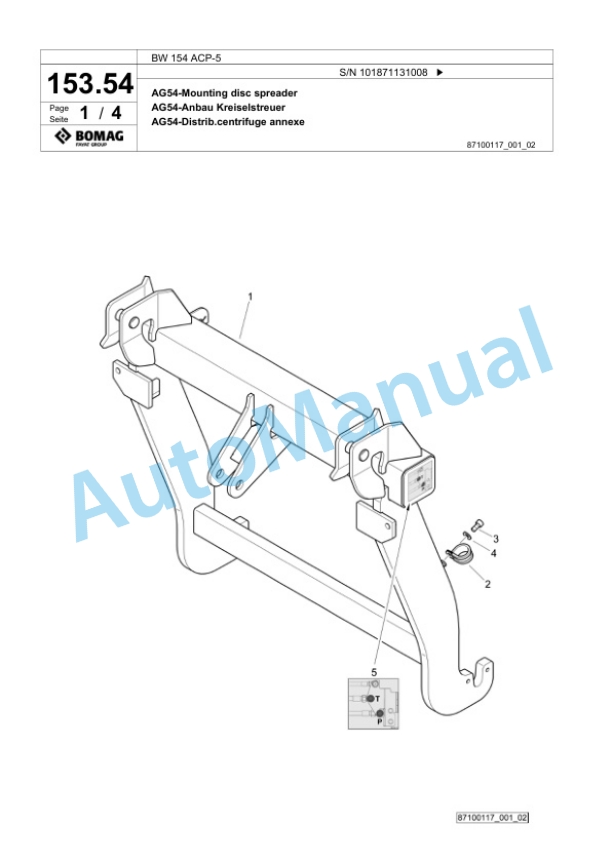 Bomag BW 154 ACP-5 Combination Roller Spare Parts Catalogue 00826317 3 Bomag BW 154 ACP-5 Combination Roller Spare Parts Catalogue 00826317-3