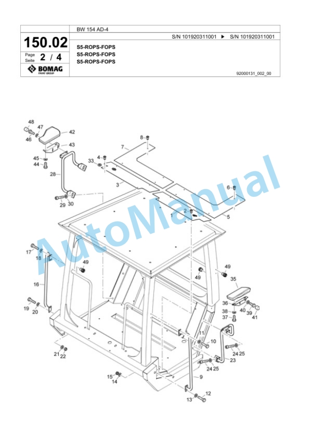 Bomag BW 154 AD-4 Tandem Vibratory Roller Spare Parts Catalogue 00817901 4 Bomag BW 154 AD-4 Tandem Vibratory Roller Spare Parts Catalogue 00817901-4