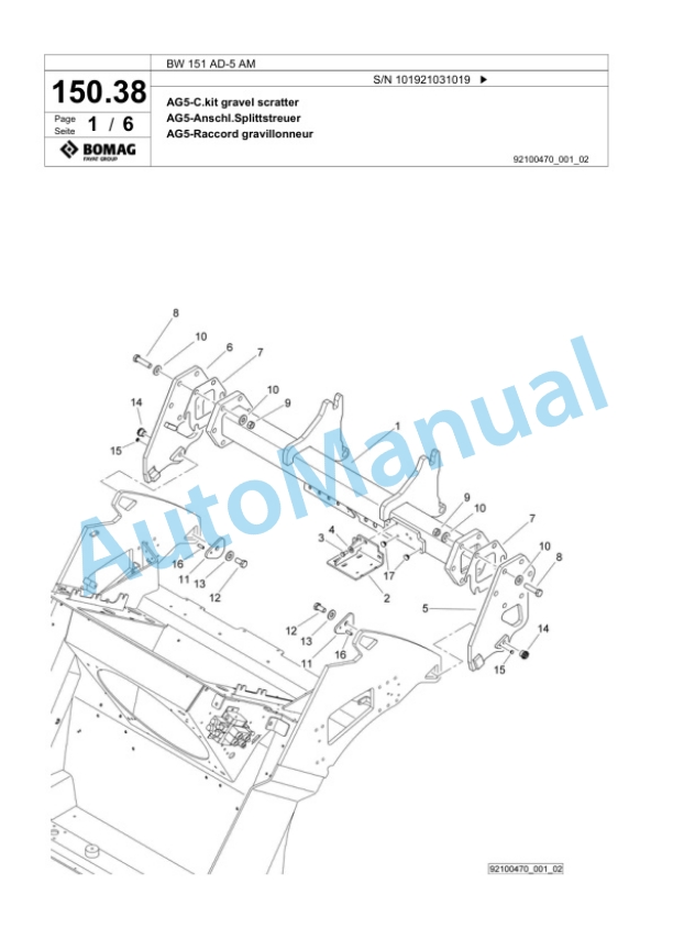 Bomag BW 154 AD-5 AM Tandem Vibratory Roller Spare Parts Catalogue 00824055 4 Bomag BW 154 AD-5 AM Tandem Vibratory Roller Spare Parts Catalogue 00824055-4