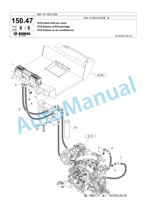 Bomag BW 154 AD-5 AM Tandem Vibratory Roller Spare Parts Catalogue 00824055 5 Bomag BW 154 AD-5 AM Tandem Vibratory Roller Spare Parts Catalogue 00824055-5