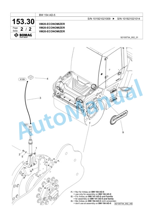 Bomag BW 154 AD-5 Tandem Vibratory Roller Spare Parts Catalogue 00824053 5 Bomag BW 154 AD-5 Tandem Vibratory Roller Spare Parts Catalogue 00824053-5
