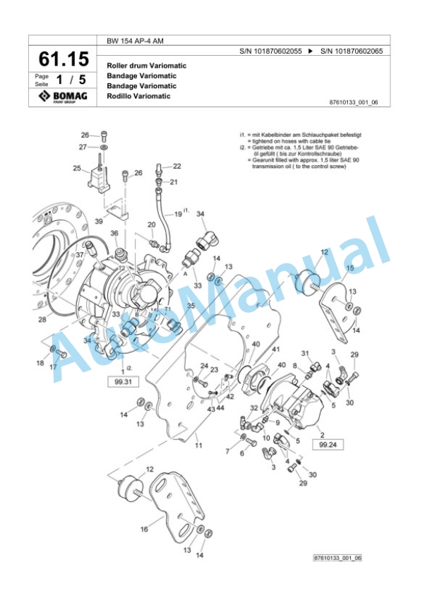 Bomag BW 154 AP-4 AM Tandem Vibratory Roller Spare Parts Catalogue 00818299 2 Bomag BW 154 AP-4 AM Tandem Vibratory Roller Spare Parts Catalogue 00818299-2
