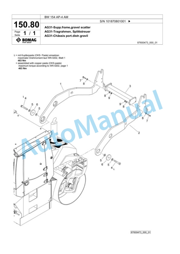Bomag BW 154 AP-4 AM Tandem Vibratory Roller Spare Parts Catalogue 00824715 4 Bomag BW 154 AP-4 AM Tandem Vibratory Roller Spare Parts Catalogue 00824715-4