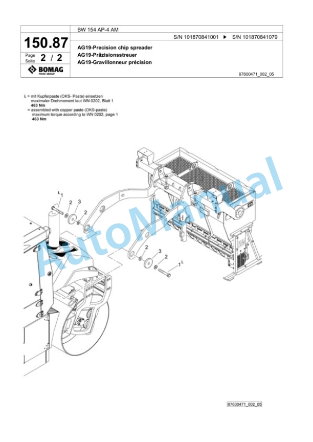 Bomag BW 154 AP-4 AM Tandem Vibratory Roller Spare Parts Catalogue 00825669 3 Bomag BW 154 AP-4 AM Tandem Vibratory Roller Spare Parts Catalogue 00825669-3