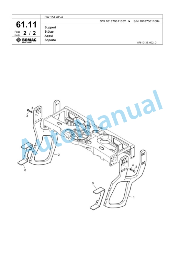 Bomag BW 154 AP-4 Tandem Vibratory Roller Spare Parts Catalogue 00818301 2 Bomag BW 154 AP-4 Tandem Vibratory Roller Spare Parts Catalogue 00818301-2