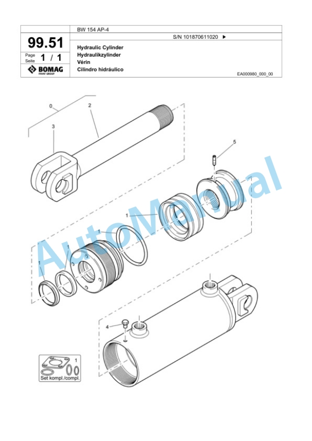 Bomag BW 154 AP-4 Tandem Vibratory Roller Spare Parts Catalogue 00818301 3 Bomag BW 154 AP-4 Tandem Vibratory Roller Spare Parts Catalogue 00818301-3